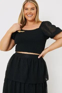 Shirred Bodice Dobby Co-Ord Crop Top