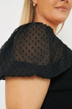 Shirred Bodice Dobby Co-Ord Crop Top