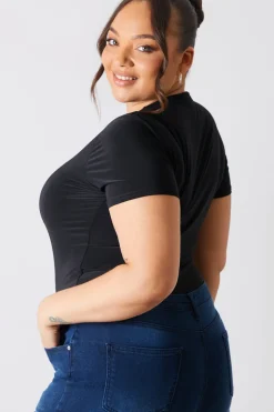 Short Sleeve Double Layer Slinky Bodysuit