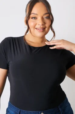 Short Sleeve Double Layer Slinky Bodysuit