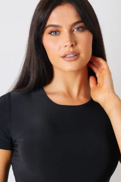 Short Sleeve Double Layer Slinky Bodysuit