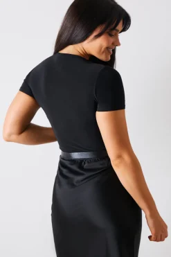 Short Sleeve Double Layer Slinky Bodysuit