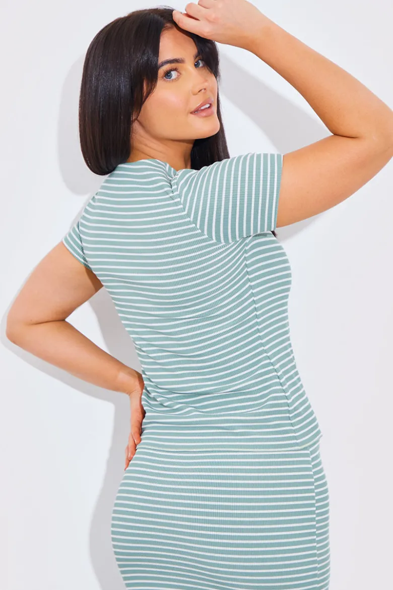 Short Sleeve Stripe Reversible Co-Ord Top