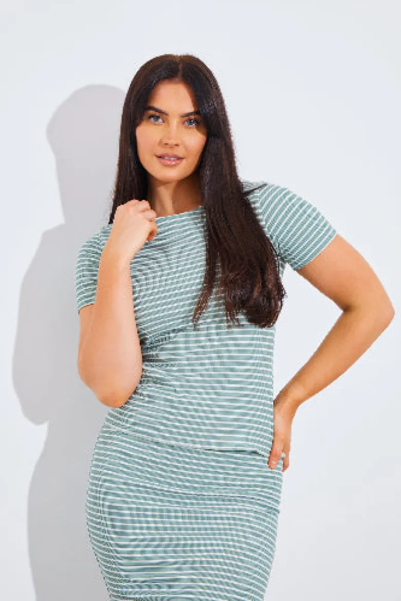 Short Sleeve Stripe Reversible Co-Ord Top