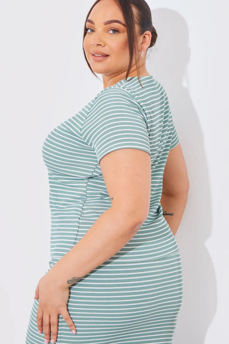 Short Sleeve Stripe Reversible Co-Ord Top