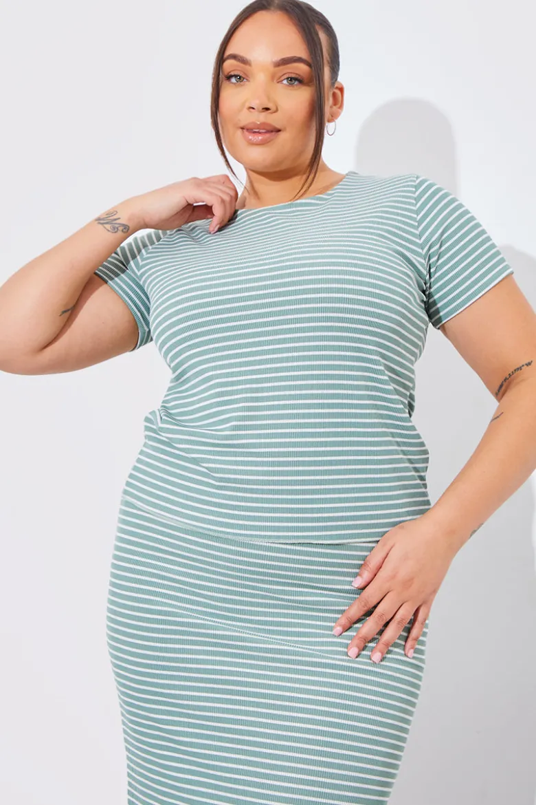 Short Sleeve Stripe Reversible Co-Ord Top