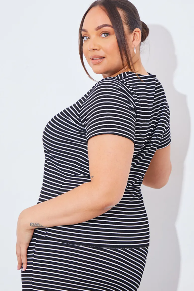 Short Sleeve Stripe Reversible Co-Ord Top