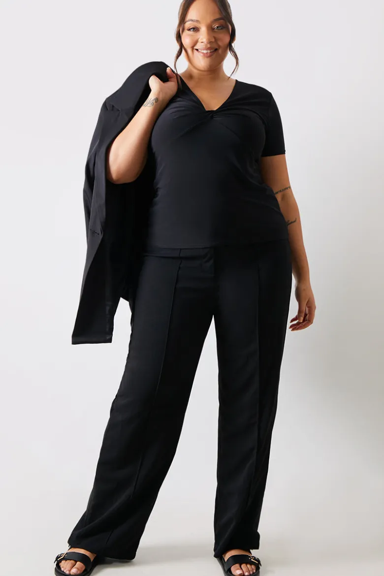 Slinky Twist Front Short Sleeve Top