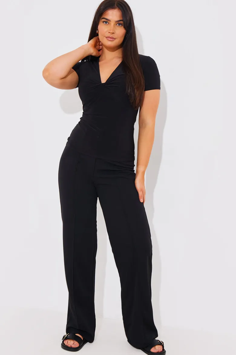 Slinky Twist Front Short Sleeve Top