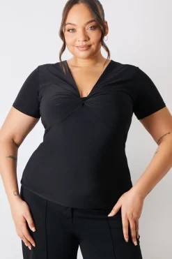 Slinky Twist Front Short Sleeve Top