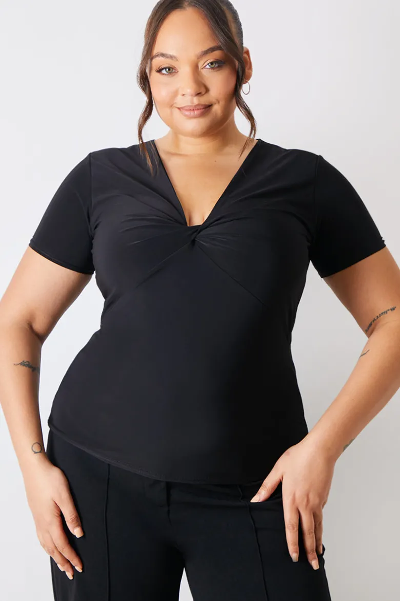Slinky Twist Front Short Sleeve Top