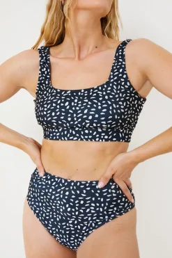 Smudge Spot Print High Waist Bikini Bottoms