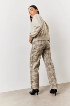 Snake Print Straight Leg Jeans