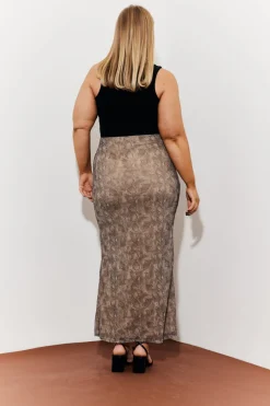 Snake Skin Printed Mesh Skirt