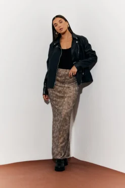 Snake Skin Printed Mesh Skirt