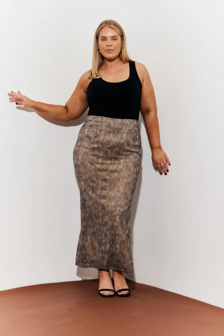 Snake Skin Printed Mesh Skirt