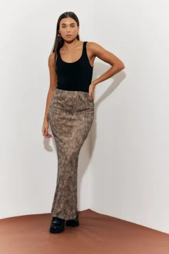 Snake Skin Printed Mesh Skirt