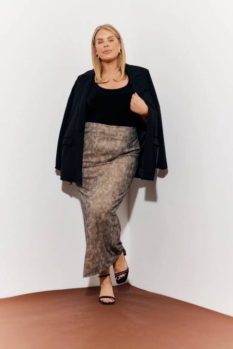 Snake Skin Printed Mesh Skirt