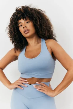 Soft Touch Cross over Band Detail Medium Support Sports Bra