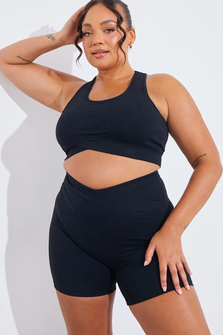 Soft Touch Cross Over Band Detail Medium Support Sports Bra