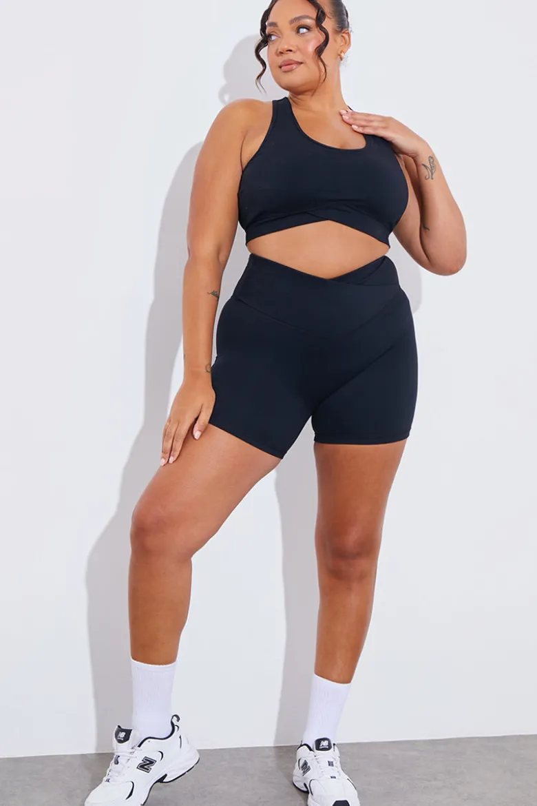Soft Touch Cross Over Band Detail Medium Support Sports Bra