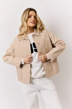Stone Button Front Pocket Detail Jacket