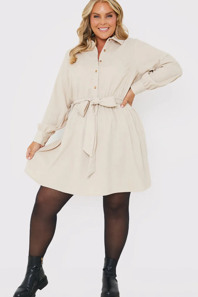 Stone Corduroy Shirt Dress