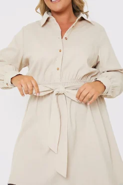 Stone Corduroy Shirt Dress