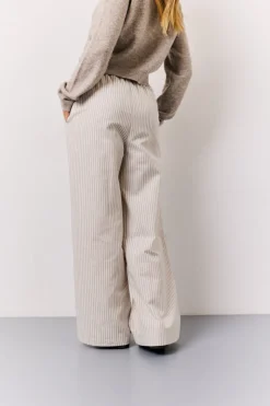 Stone Linen Look Stripe Trouser