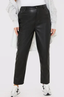 Straight Leg Leather Look Trousers