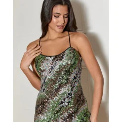 Strappy Sequin Mini Dress in Multi
