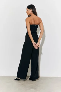 Strappy Wide Leg Button Detail Jumpsuit