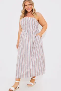 Striped Linen Look Midaxi Dress