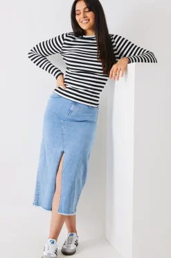 Striped Ribbed Long Sleeve Top