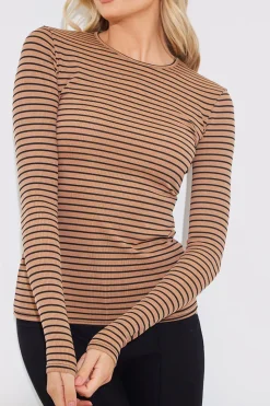 Striped Ribbed Long Sleeve Top