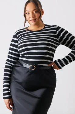 Striped Ribbed Long Sleeve Top