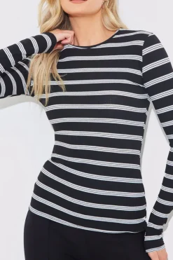 Striped Ribbed Long Sleeve Top