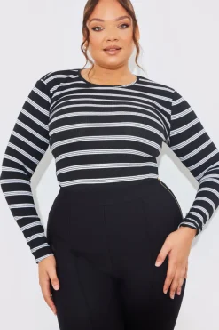Striped Ribbed Long Sleeve Top