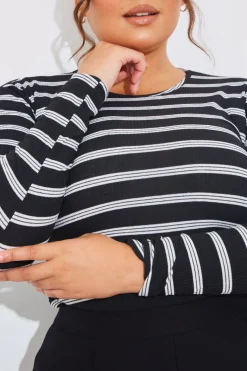 Striped Ribbed Long Sleeve Top