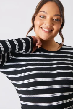 Striped Ribbed Long Sleeve Top