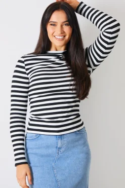 Striped Ribbed Long Sleeve Top