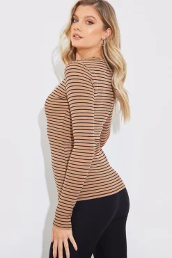 Striped Ribbed Long Sleeve Top