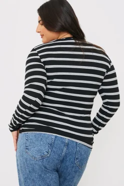 Striped Ribbed Long Sleeve Top