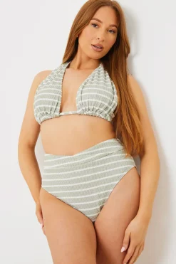 Stripe Fuller Support Halter Neck Bikini Top