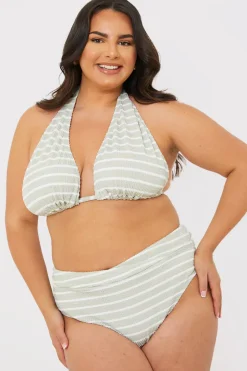 Stripe Fuller Support Halter Neck Bikini Top