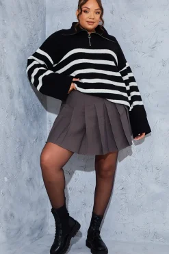 Stripe Knit Half Zip Jumper
