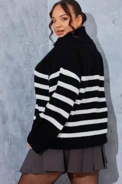 Stripe Knit Half Zip Jumper