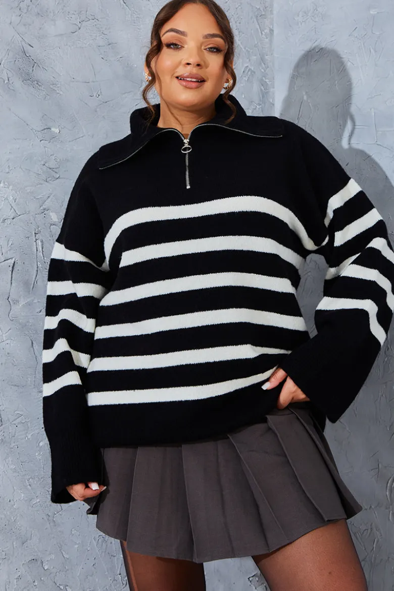 Stripe Knit Half Zip Jumper