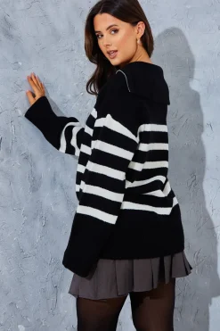 Stripe Knit Half Zip Jumper