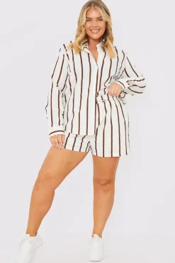 Stripe Linen Look Drawstring Co-Ord Shorts